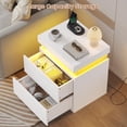 thumbnail image 4 of Nightstand with 2 Storage Drawers,Smart Night Stand for Bedroom,End Table with Charging Station and LED Lights,Nightstand with Sliding Top,White, 4 of 8