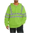 thumbnail image 2 of DDAPJ pyju High Visibility Safety Sweatshirt for Men Clearance Reflective Strips Zipper Up Hooded Jacket Work Utility Hi-Vis Hoodies Prime Sales Today Green XL, 2 of 7