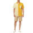 thumbnail image 2 of Unique Bargains Men's Shirts Short Sleeve Summer Cotton Patchwork Button Down Shirts, 2 of 5