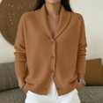 thumbnail image 2 of JULMCOMO Knit Cardigan Sweaters for Women Lapel Collar Button Down Loose Trendy Jacket Long Sleeve Casual Outfits Brown S, 2 of 5