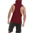 thumbnail image 5 of Sakmal Red Big and Tall Tank Tops for Men Hooded Red with Pockets Camisole Breathable Workout Solid Men Sleeveless T Shirts, 5 of 7