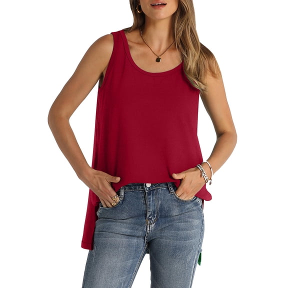 Njagoc3 Womens Open Back Tank Top with Scoop Neck, Relaxed Fit, Breathable Cotton Blend for Hot Weather