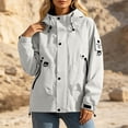 thumbnail image 5 of IUYRTFE Women's Hooded Windbreaker Jacket with Zipper and Snap Button Placket Lightweight Water Resistant Outdoor Coat for Hiking Travel and Daily Wear, 5 of 9