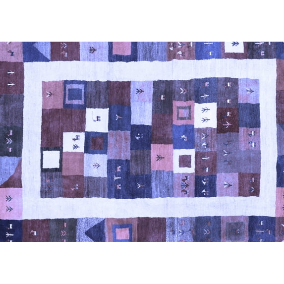 Ahgly Company Machine Washable Indoor Rectangle Abstract Blue Contemporary Area Rugs, 8' x 12'