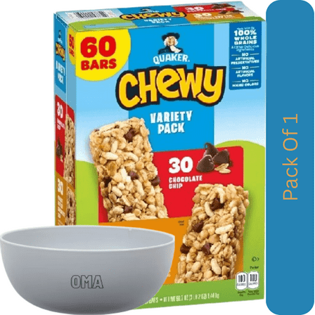 Quaker Chewy Granola Bar, Variety Pack, 60 ct. With White Bowl By OMA