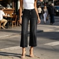 thumbnail image 6 of High Rise Slimming Jeans Washed Straight Leg Stretch Denim Pants Solid Color Elastic Waistband Button Zip Casual Trousers with Pockets, 6 of 9