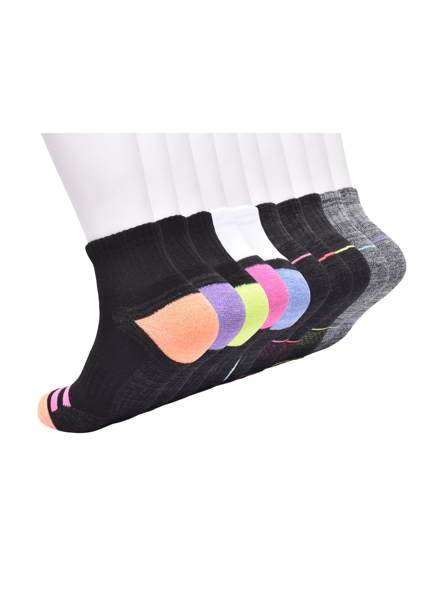Athletic Works Girls Ankle Socks, 10 Pack, Sizes S-L