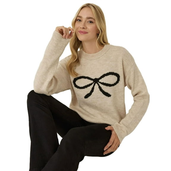 Relaxed Fit Bow Detail Sweater