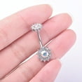thumbnail image 5 of 14G Double Round Cubic Zircon Filigree Opal Center 316L Surgical Steel Belly Button Rings Navel Rings Belly Piercing, 5 of 5