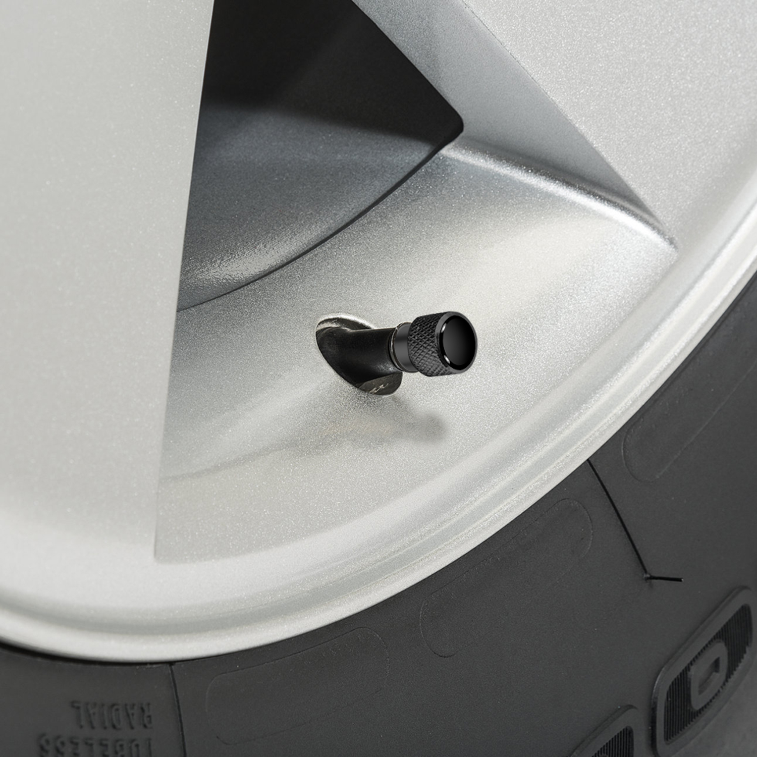 GMC Logo in Black on Black Aluminum Tire Valve Stem Caps