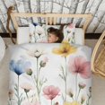 thumbnail image 3 of Floral Watercolor Painting Duvet Cover and Pillowcase Set for Single Bedding, Bedroom Accessories for Kids Teens, 3 of 5