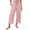 G190 Pink, variant on Angala Ladies Casual Pants Linen Solid High Elastic Waist Cropped Pants Wide Leg Boho Beach Ladies Trousers Size L Beige