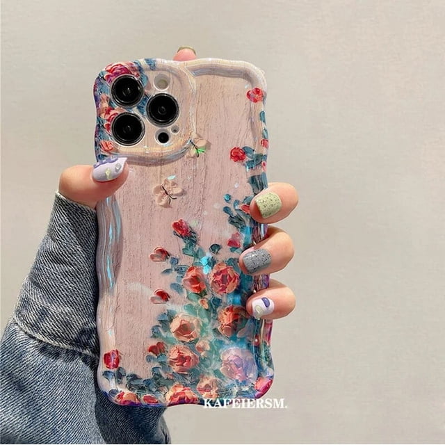 Laser Blue Light Flowers Phone Case For iPhone 14 Pro Max 11 12 13 Pro Max 14Pro 13Pro Luxury Shockproof TPU Soft Silicone Cover 1 For iPhone 11Pro Max