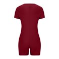 thumbnail image 4 of AherBiu Yoga Bodysuits for Women Square Neck Short Sleeve Slim Stretchy Workout Short Jumpsuits Rompers, 4 of 6