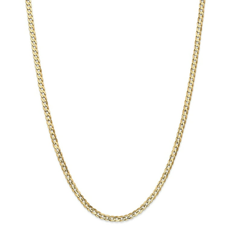 Real 14kt Yellow Gold 3.8mm Open Concave Curb Chain; 20 inch