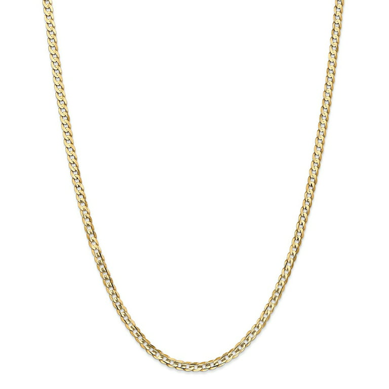 Real 14kt Yellow Gold 3.8mm Open Concave Curb Chain; 20 inch