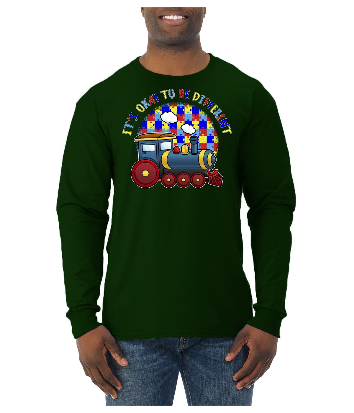 Wild Bobby Its Okay to Be Different | Train Autism Awareness Men Long Sleeve Shirt