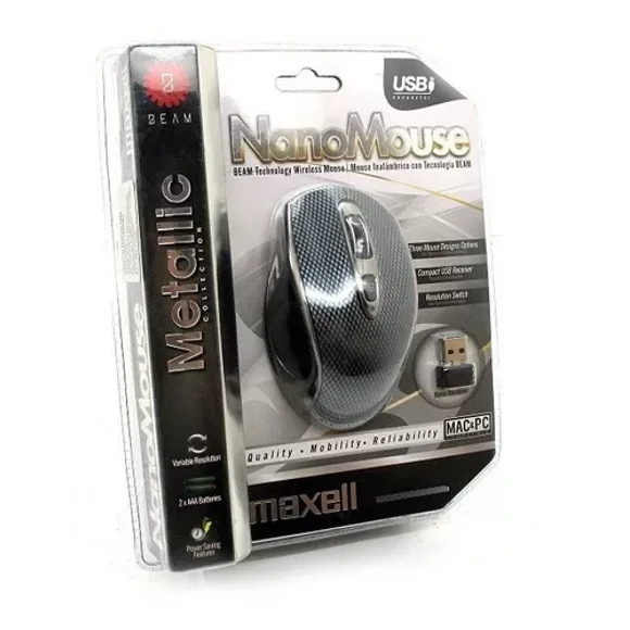 Mouse Óptico Inalámbrico Maxell MOWL-230 Nano Carbono