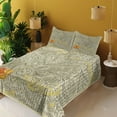 thumbnail image 2 of Ambesonne Paisley Fitted & Top Sheet Set with Shams, Botanical Leafy Butterfly, Yellow Orange, 2 of 5