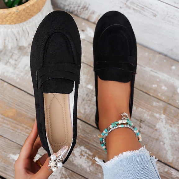 Women's 2026 Summer Loafers Solid Color Trendy Soft Sole Slip On Lightweight Cushioned Orthopedic Arch Support Wide Toe Box Comfort Walking Daily Footwear Black 41