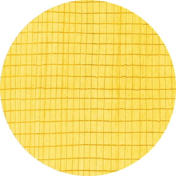 Ahgly Company Machine Washable Indoor Round Solid Yellow Modern Area Rugs, 7' Round