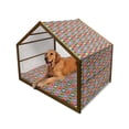 thumbnail image 1 of Kiss Pet House, Pop Art Style Lipstick Kisses on Vibrant Colored Squares 60's Style Seductive Romantic, Outdoor & Indoor Portable Dog Kennel with Pillow and Cover, 5 Sizes, Multicolor, by Ambesonne, 1 of 4