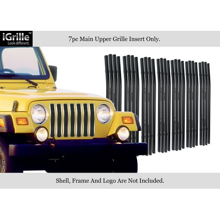 Black Vertical Grille - Fits 97-06 Jeep Wrangler Chrome Vertical Black Stainless Billet Grille Insert #N19-J09458J