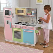 KidKraft Uptown Pastel Wooden Play Kitchen with Chalkboard, Play Phone, and See-Through Doors, Gift for Ages 3+