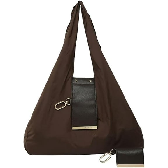 Keychain Tote Bag, Foldable Tote Bag, Expandable Leather Mini Bags with Key Ring, Portable Handbag for Daily Errands