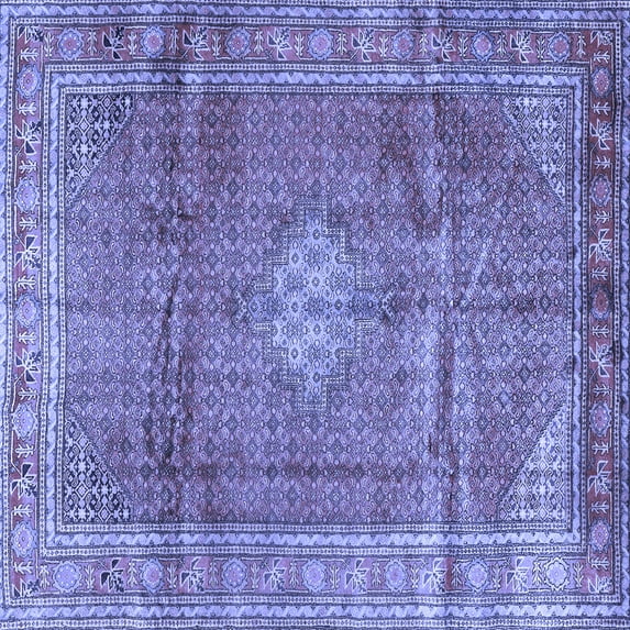 Ahgly Company Machine Washable Indoor Square Persian Blue Traditional Area Rugs, 5' Square