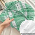 thumbnail image 4 of Cal.King Size Fitted Sheet Set - Green Plaid 3 Piece Bedding Sets 16" Deep Pocket Fitted Sheet with 2 Pillowcases, White Stripes Modern Grids Geometric Brushed Microfiber Hotel Luxury Bed Sheets, 4 of 9