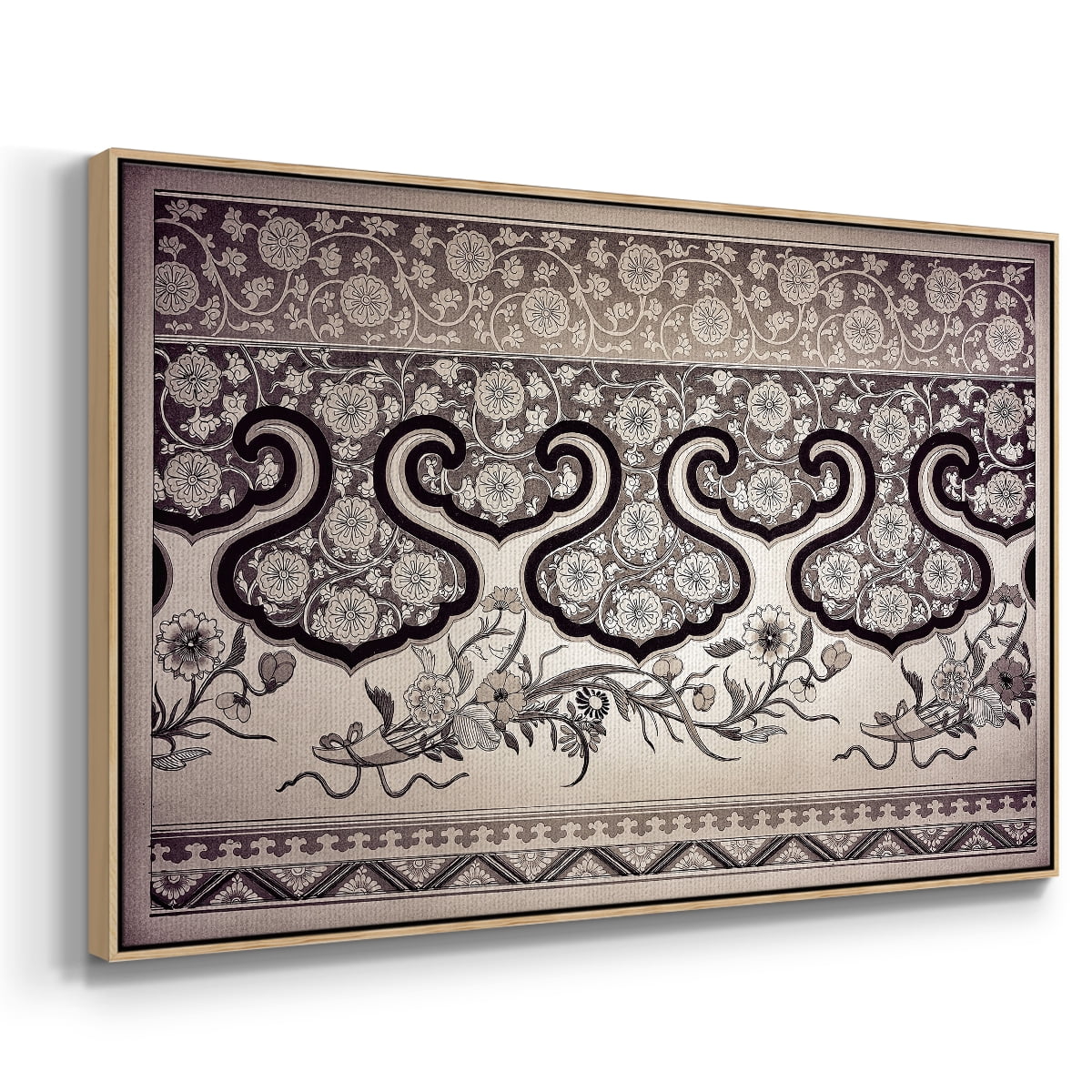 Vintage Abstract Print-XXV Framed in Natural Wood Wood Gallery Wrapped Canvas 25 in. x 37 in.