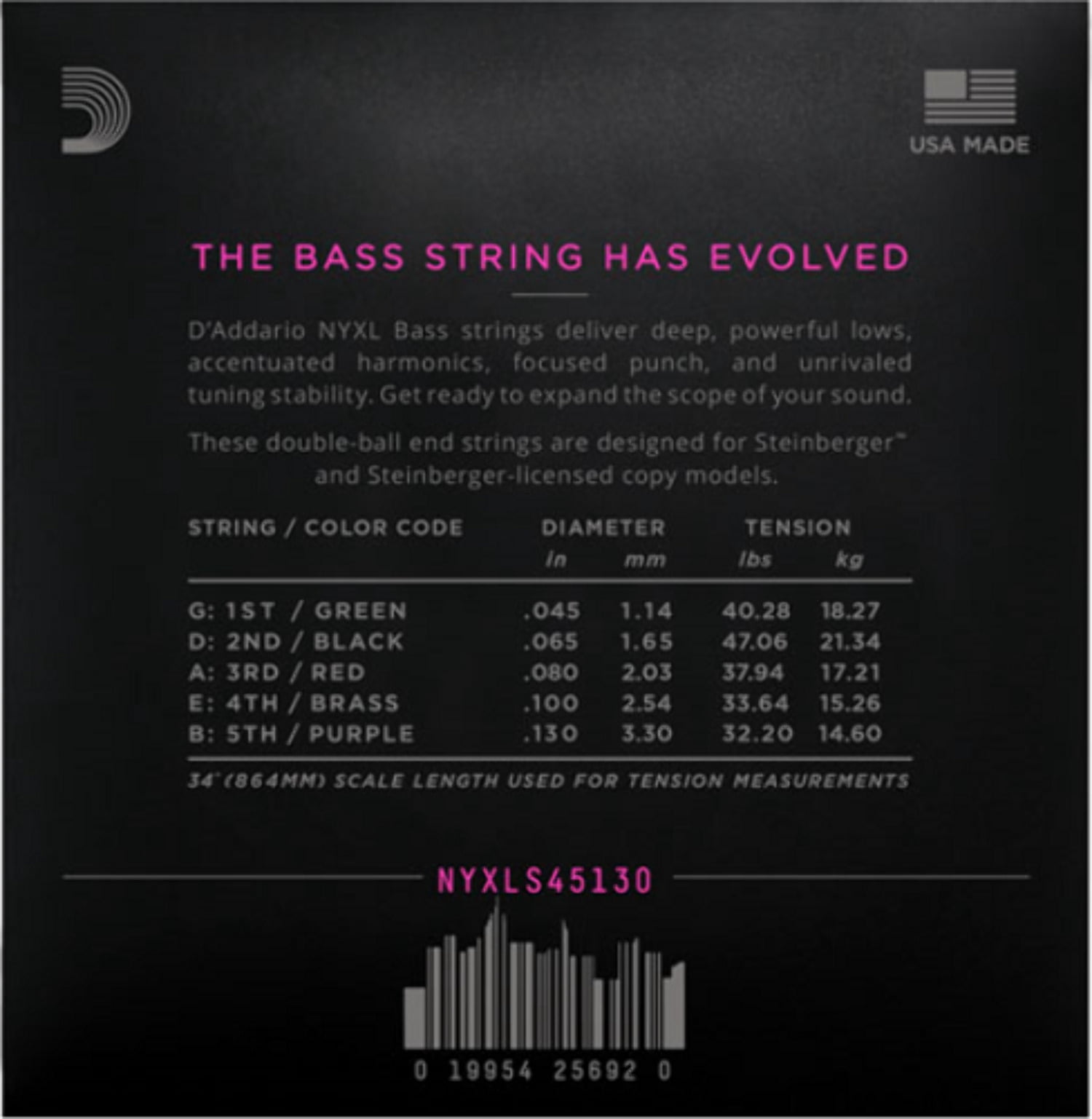 D'Addario NYXLS45130 Nickel Wound Bass Guitar Strings