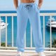 thumbnail image 4 of Pantalones largos de moda para hombre, casuales, de color sólido, con bolsillos y cremallera, cintura elástica, de poliéster., 4 of 9