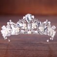 thumbnail image 2 of Corona de tiara para mujer, tiara de boda para novia, corona de desfile de graduación para niñas, diadema de princesa de cristal Accesorios para el cabello de novia, Plata, 2 of 5