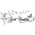 thumbnail image 1 of Pegatinas de pared con temática de yoga, calcomanías de pared Just Breathe, arte de pared con mariposas y dientes de león, citas inspiradoras, papel tapiz autoadhesivo para decoración de dormitorio,, 1 of 8