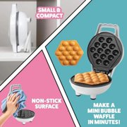 Egg Bubble Mini Waffle Maker- Make Breakfast Special w Tiny Hong Kong Egg Style Design, 4 Individual Waffler Iron, Electric Non Stick Baker w Recipes- Ice Cream Treat Dessert, Dorm Room Essential
