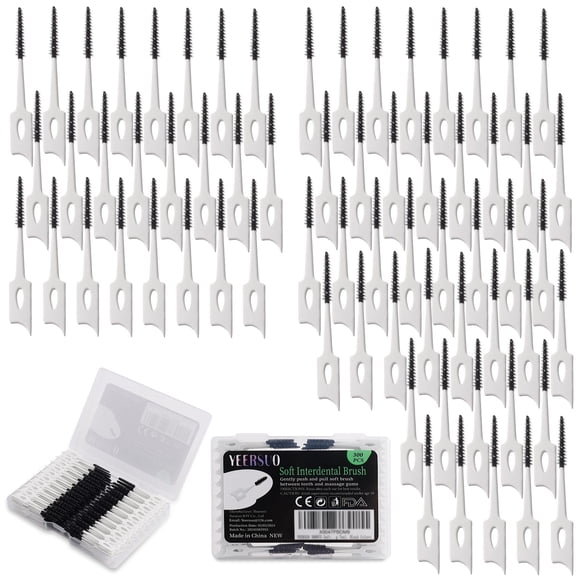 Hilo dental con palillos YEERSUO 300 piezas, silicona suave, negro