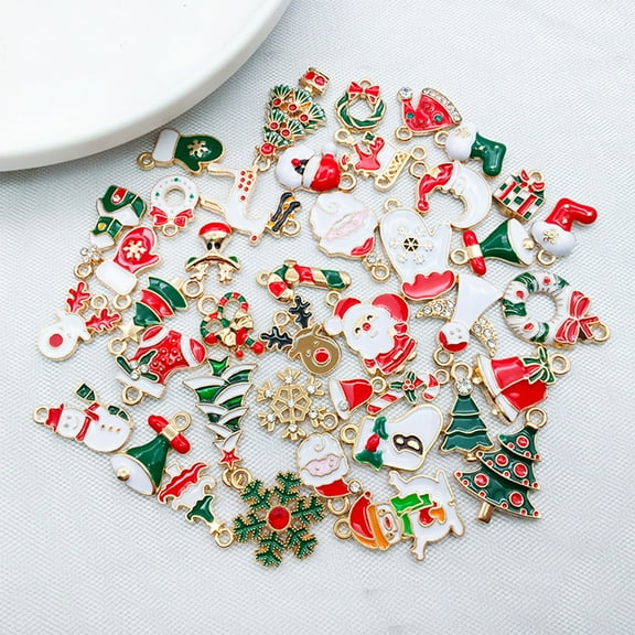 dianhelloya 50Pcs Mixed Alloy Christmas Charms Handmade Jewelry Making Charms Pendant for Bracelet Necklace Earring DIY Christmas Clothes Sewing Bags Decoration Accessories for Xmas 50pcs
