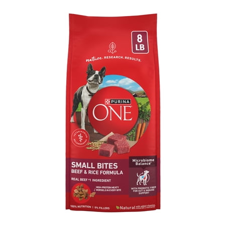 Purina ONE Small Bites Beef & Rice Flavor Dry Dog Food, 8 lb Bag