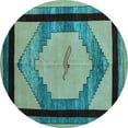 thumbnail image 1 of Ahgly Company Indoor Round Abstract Light Blue Modern Area Rugs, 4' Round, 1 of 4