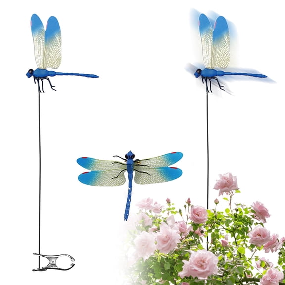 Dragonfly Clips to Keep Bugs Repellent, 3D Fake Dragonfly Clips to Keep Bugs Away, Dragonflies to Keep Bugs Away, Waterproof Dragon Fly Clip Outdoor Hanging Ornament & Garden Decor (1Pc Blue)