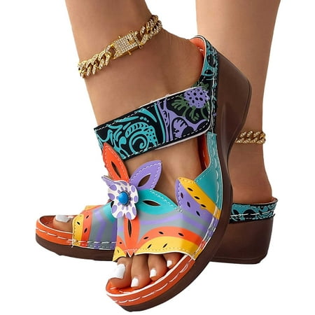 

Jsaierl Womens Orthopedic Sandals Casual Summer Peep Toe Sandals Comfortable Slip On Sandals Fashion Breathable Sandal Size 9