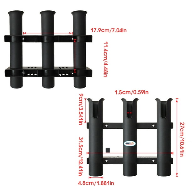 Portable Slotted Fishing Rack Polymer Supporting Poles Shelf Vertical Rod  Gadgets Holder Boat Wall Mounted Bracket Holders 3 Tubes Link Supplies  Black 