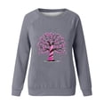 thumbnail image 4 of Trendy Breast Cancer Shirts for Women Long Sleeve Round Neck Pink Ribbon Print Tops Casual Loose Pullover Hoodie Top,Gray 5,L, 4 of 5