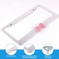 thumbnail image 3 of Bling License Plate Frame for Women - Sparkly Diamond Car Tag Cover with Rhinestone Crystals & Gift Bow, Stainless Steel Luxury Car Accessories for Her (White + Pink Bow), 3 of 7