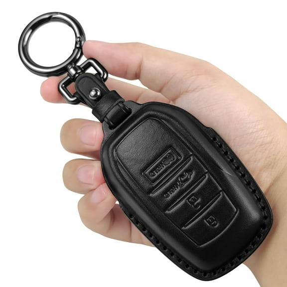 for Toyota Key Fob Cover Leather,with Keychain compatible with 2019-2024 Land Cruiser,2021-2024 Venza, Grand Highlander Hilux,Fortuner,2022-2024 Tundra,Corolla Cross,Prius 4 Buttons