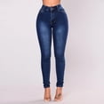 thumbnail image 2 of Efsteb Womens Fashion Jeans High Waisted Stretch Slim Jeans Casual Fashion Slim Pencil Denim Pants Clearance (A-Dark Blue,XXL), 2 of 7