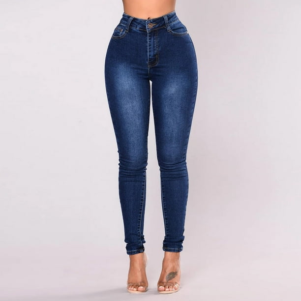 CEHVOM Fashion Women Solid High Waisted Stretch Slim Jeans Casual Pencil  Pants