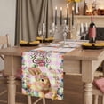 thumbnail image 3 of Easter Rabbit Eggs Cotton Linen Table Runner for Dining Kitchen, Spring Flowers Leaves Pastoral Pink Laid Wedding Outdoor Party Tablerunners, Dresser Scarf Coffee Tablecloth Runners 13x70 Inches, 3 of 9
